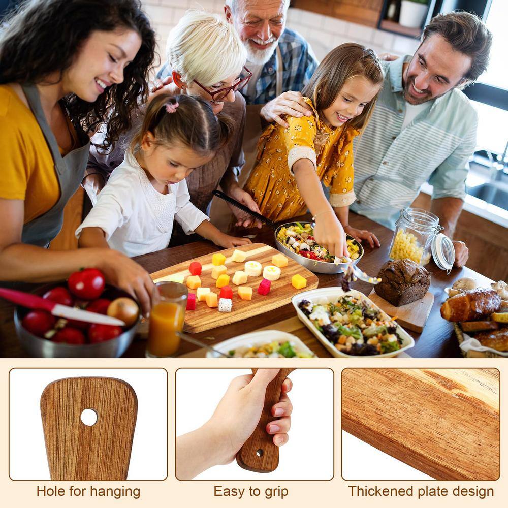 4-Piece Set Thick Acacia Wood Cutting Boards with Handles Large Charcuterie Boards, Butcher Block Serving Tray - Hercitys