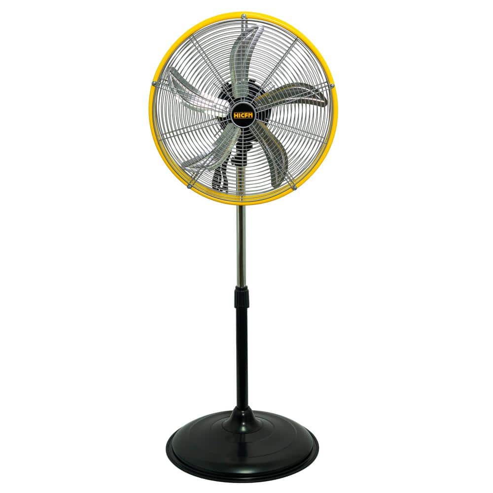 20 in. 3 Speeds High Velocity Oscillating Pedestal Fan in Yellow with 1/5 HP Powerful Motor, 5000 CFM - Hercitys
