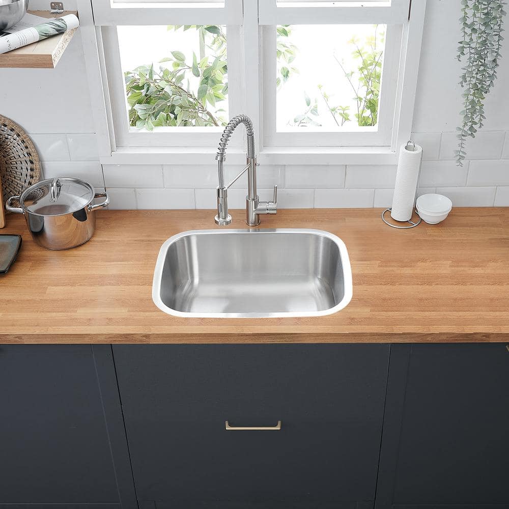 23 in. Drop in/Undermount Single Bowl 18-Gauge Stainless Steel Classic Kitchen Sink - Hercitys