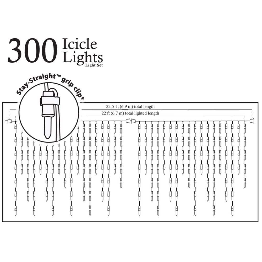 22 ft. 300-Count Multi Christmas Icicle Lights - Hercitys