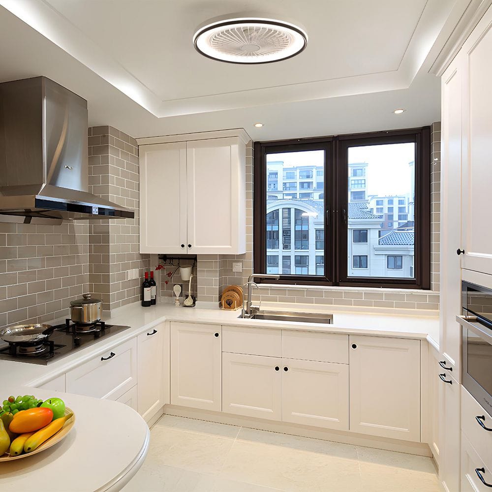 19 in. Indoor White Ceiling Fan with 6-Speed Remote Control and APP and RGB48 Colorful LED Lights - Hercitys