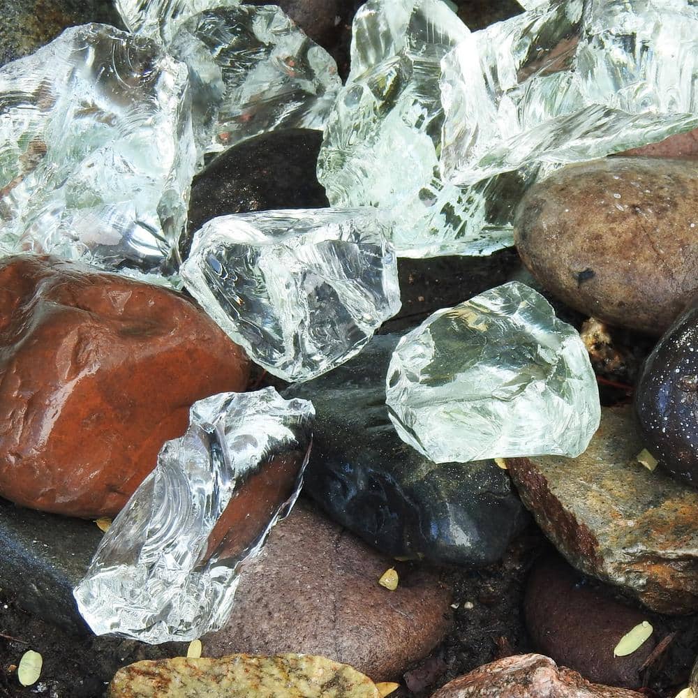 0.36 cu. ft. 2 in. to 4 in. Ice Clear Landscape Recycled Glass- 20 lbs. Bag - Hercitys