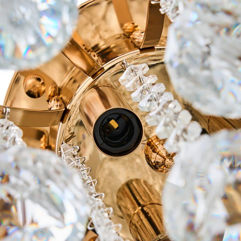 15.4 in. 3-Light Gold Crystal Chandelier Flush Mount Ceiling Light Fixture - Hercitys