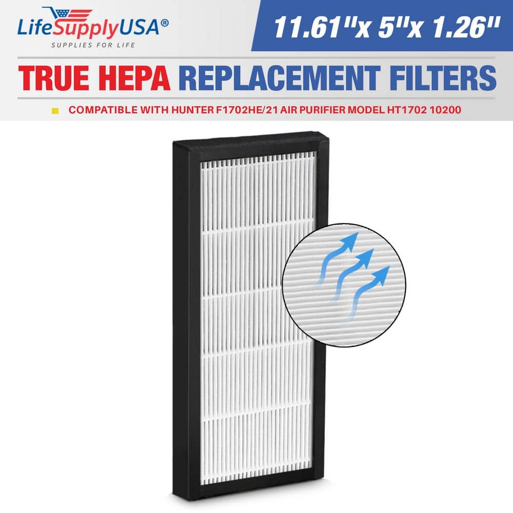 2-in-1 True HEPA Air Clean Replacement Filter + Activated Carbon Charcoal Compatble with Hunter F1702HE/21 HT1702 10200 - Hercitys