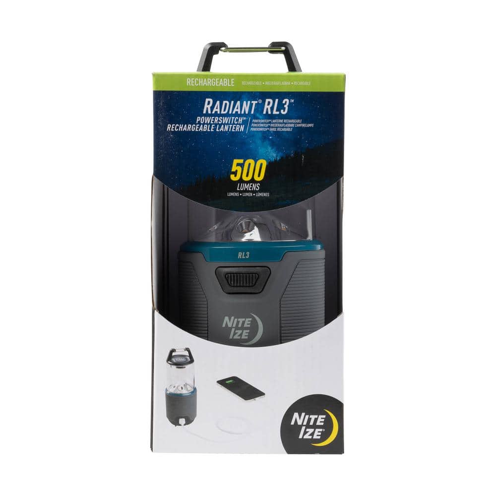 500 Lumens Radiant RL3 PowerSwitch Rechargeable Lantern, Dual Power Alkaline USB Battery - Hercitys