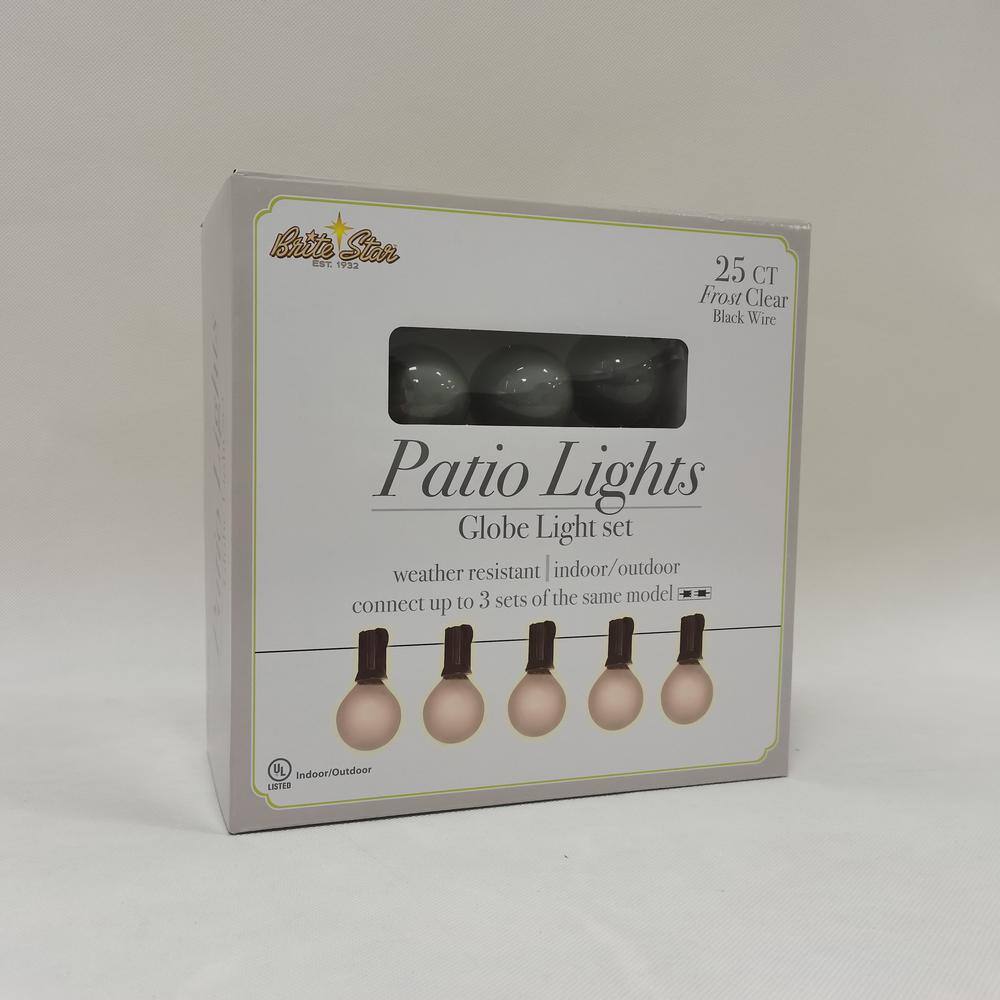25-Light G40 Frost Clear Light Set, Black Wire - Hercitys