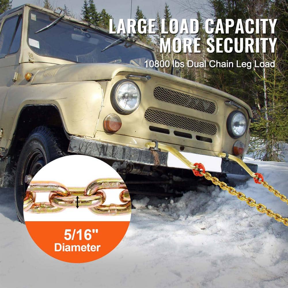 5/16 in. x 2 ft. G80 Tow Chain J Hook V-Chain Bridle Grab Hook Wrecker 10800 lbs. - Hercitys