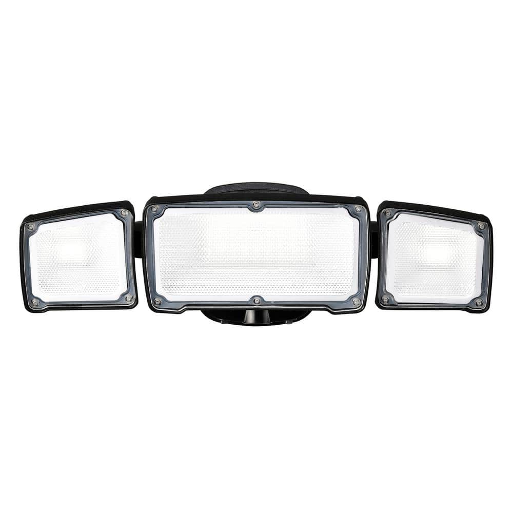 40-Watt 3800 Lumens Black Dusk to Dawn Control 3 Head Outdoor LED Security Flood Light (1-Pack) - Hercitys