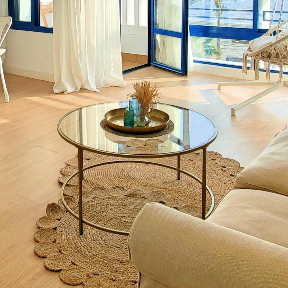 25 in. Clear Round Glass Table Top, 1/4 in. Thickness Tempered Flat Edge Polished - Hercitys