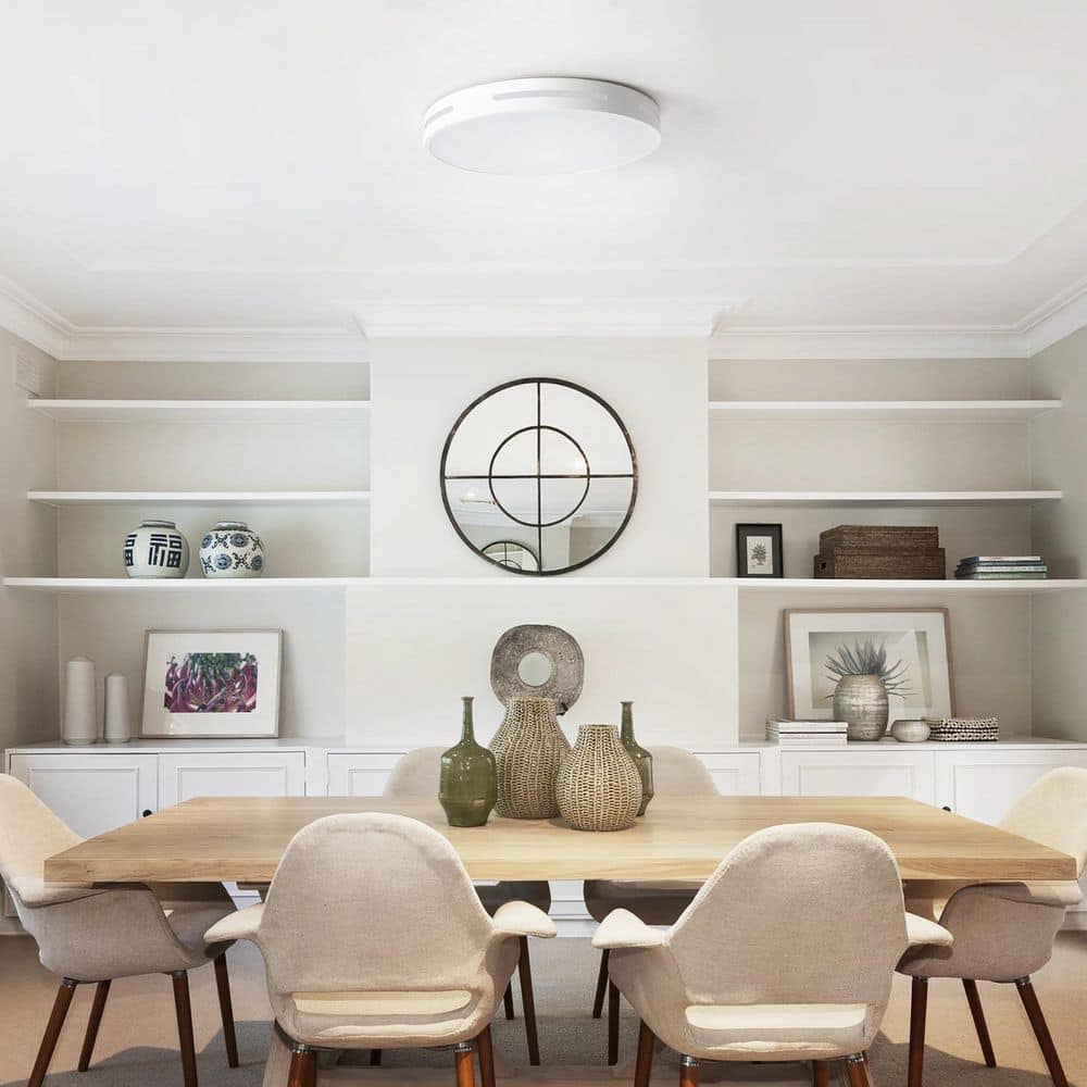 15.74 in. Round LED Flush Mount Ceiling Light 36-Watt Close to Ceiling Light with PS Shade, White - Hercitys