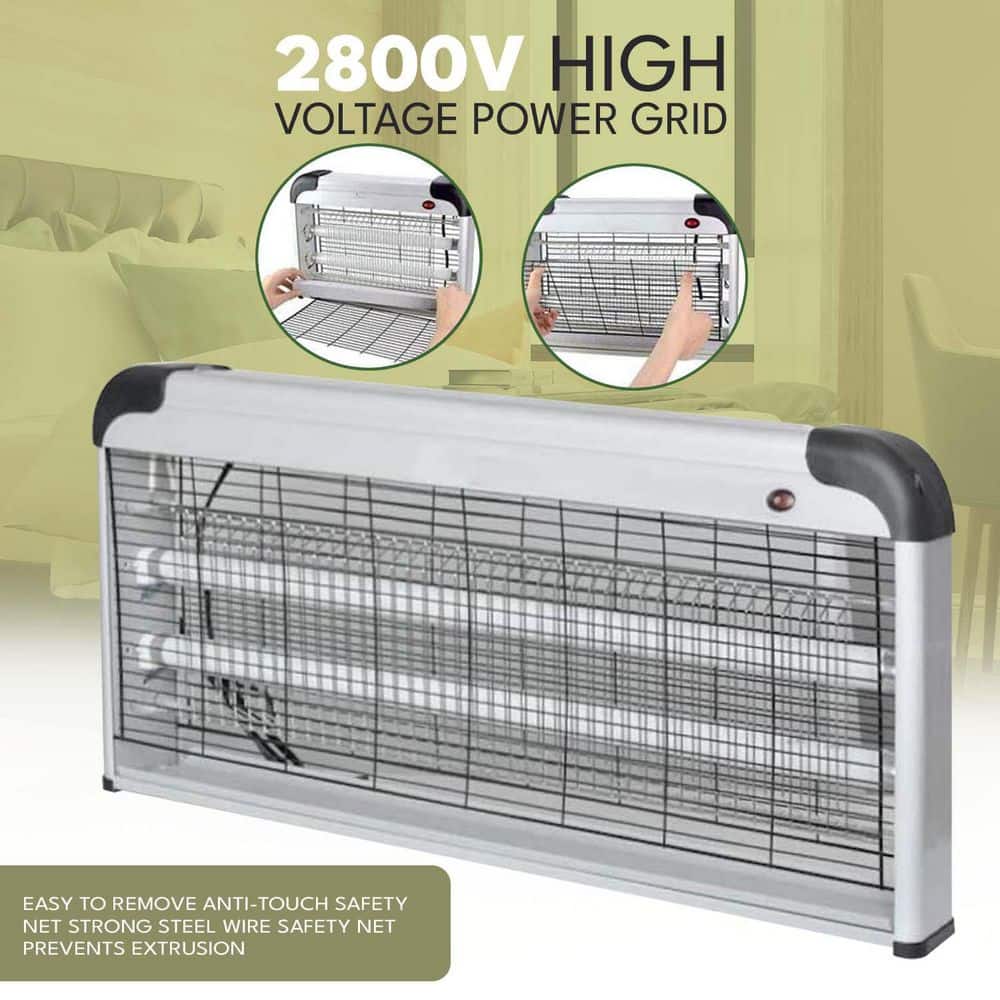 40-Watt Indoor Electronic Bug Zapper Repellent, Insect Fly Killer, Aluminum in Silver - Hercitys