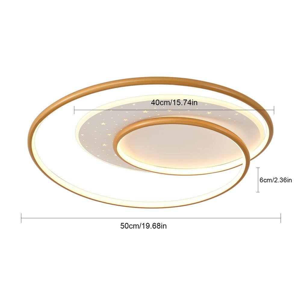 19.68 in. Gold Modern Simple Style Selectable LED Flush Mount Ceiling Light with Remote Control - Hercitys