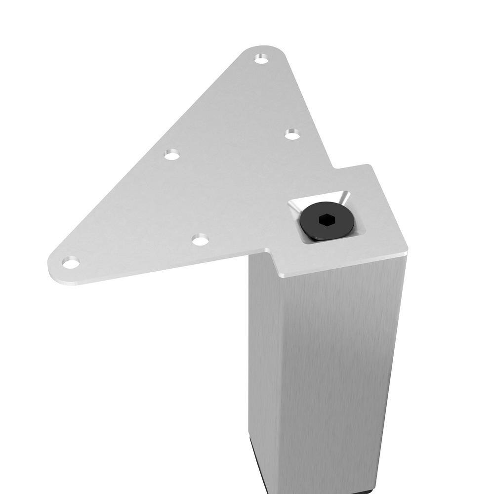(4-Pack) 5 15/16 in. (150 mm) Stainless Steel Metal Square Furniture Leg with Leveling Glide - Hercitys