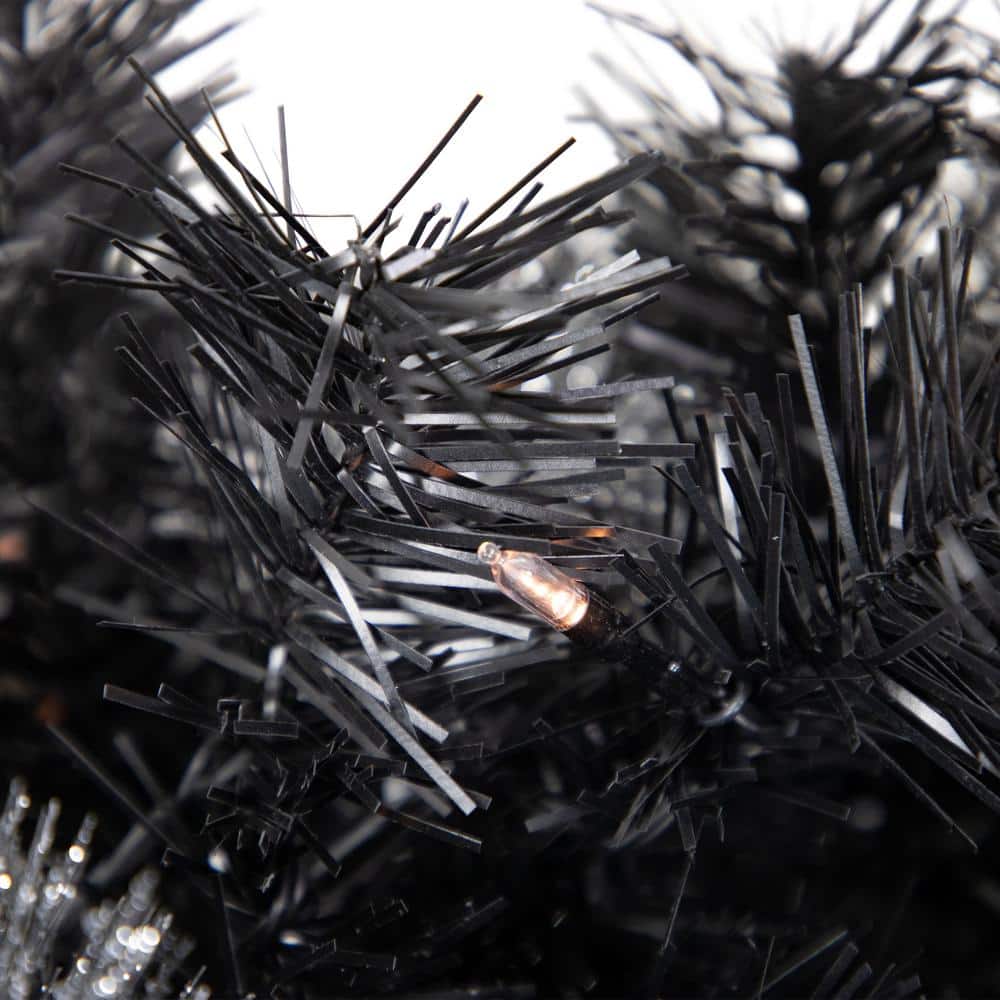 36 in. Pre-Lit LED Black Bristle Artificial Christmas Wreath - Hercitys