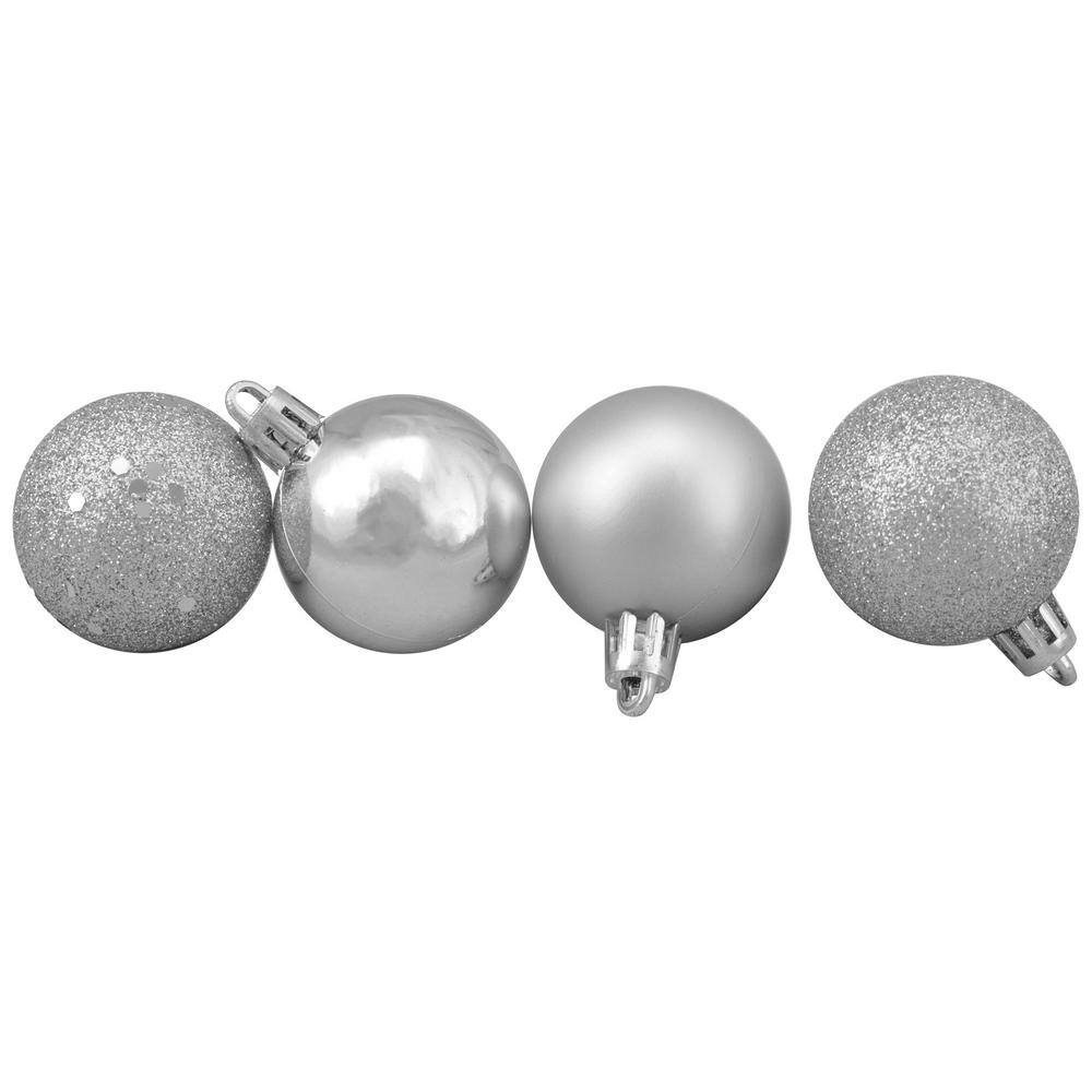 1.5 in. (40 mm) Shatterproof Silver Splendor 4-Finish Christmas Ball Ornaments (96-Count) - Hercitys