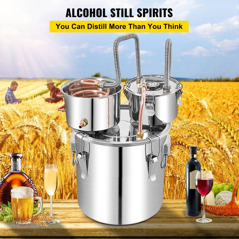 50 L Alcohol Still, Stainless Steel Water Distiller, Copper Tube, DIY Whisky Wine Brandy Kit, Built-in Thermometer - Hercitys