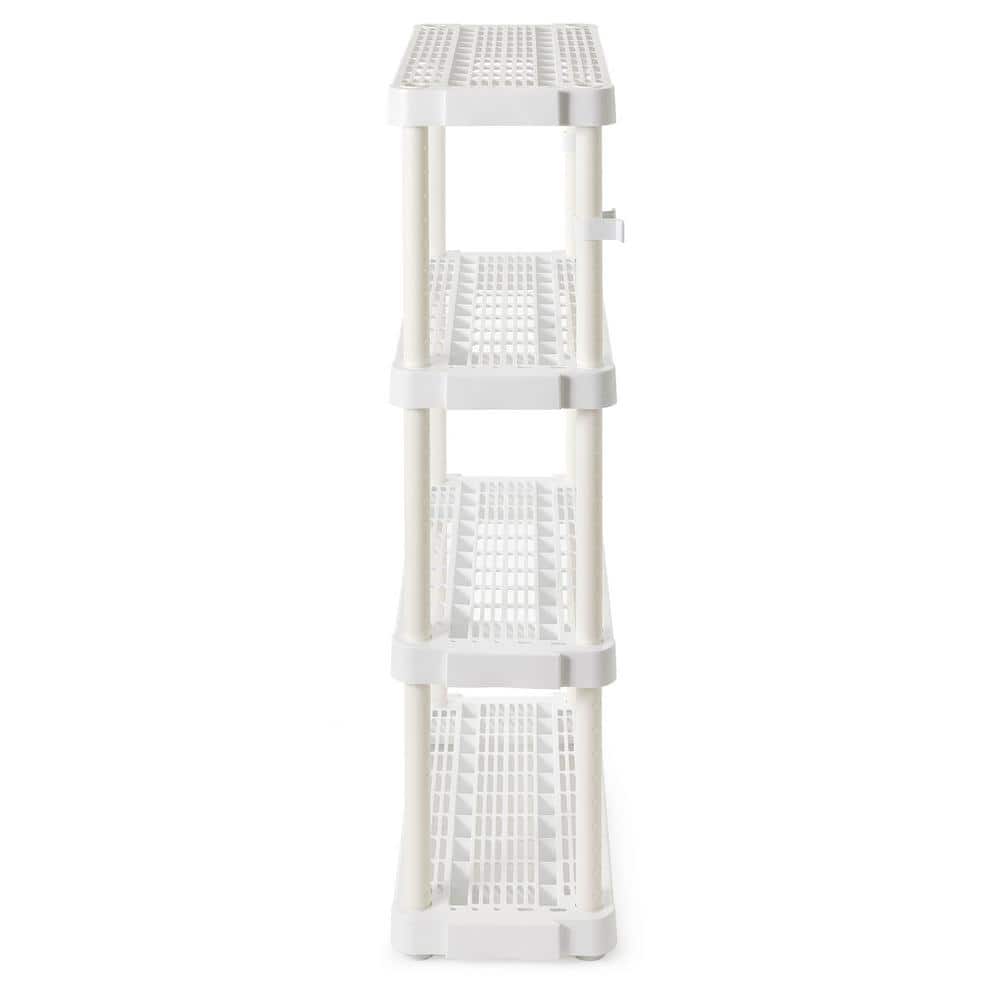 4 Shelf Adjustable Ventilated Medium Duty Shelving Unit, White, 14 x 32 x 54.5 inches - Hercitys