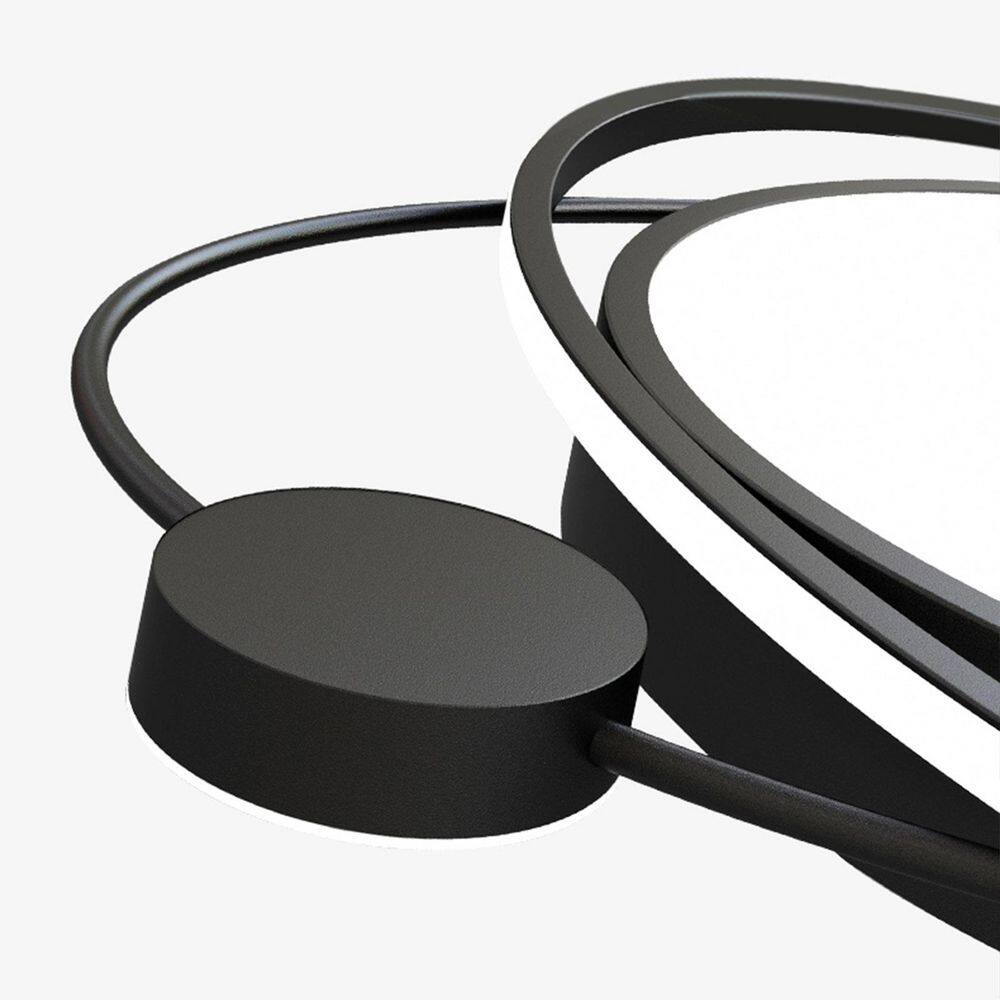 19.7 in. 1-Light Black and White Modern Selectable LED Semi-Flush Mount Ceiling Light with Remote - Hercitys