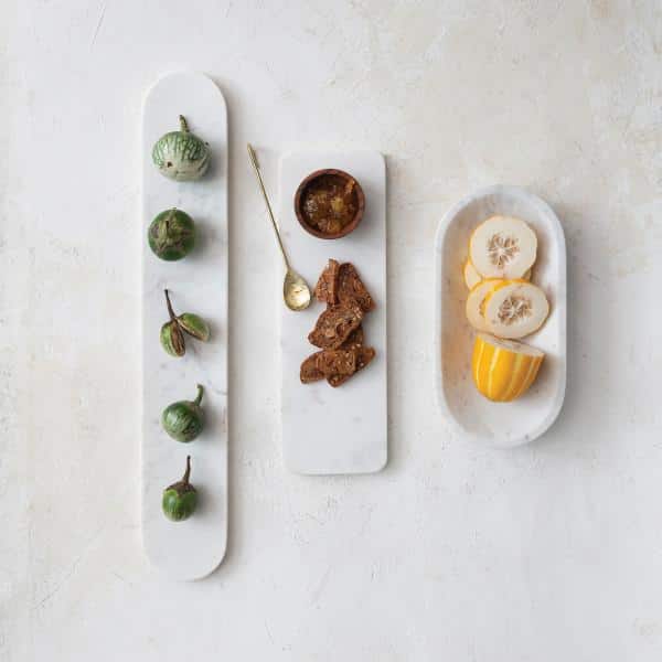 24 in. Modern White Oval Marble Serving Board - Hercitys