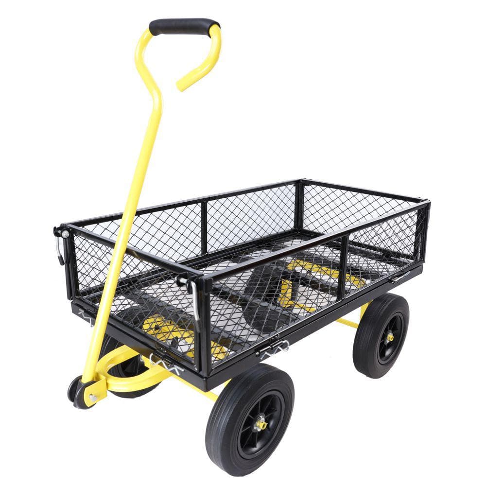 3.5 cu.ft. 37 in. Metal Tools cart Wagon Cart Garden Cart with Solid wheels - Hercitys