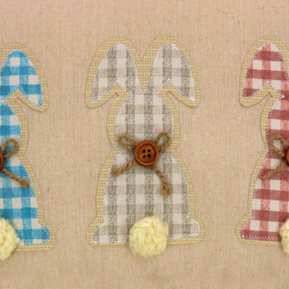 18 in.x10 in. Plaid Bunnies Easter Pillow - Hercitys