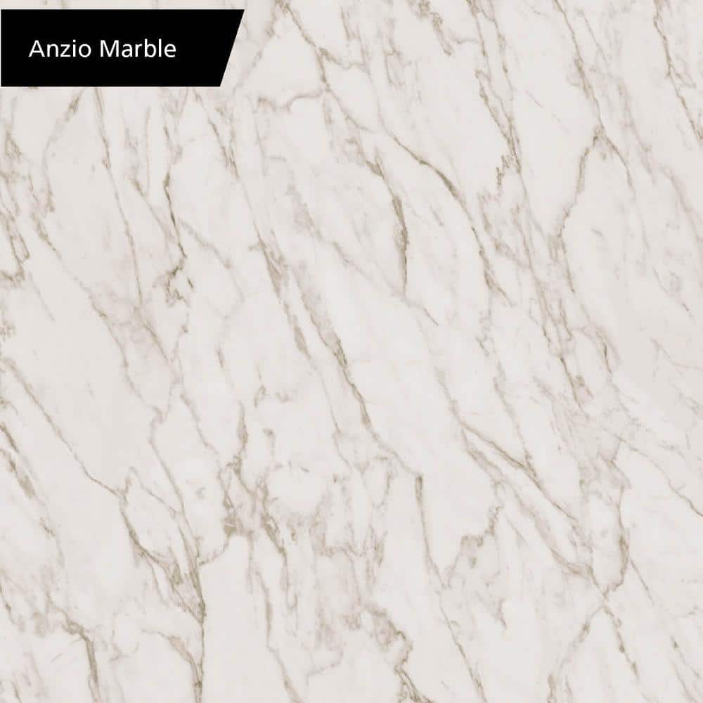 10 ft. Right Miter Laminate Countertop in Textured Anzio Marble with Waterfall Edge and Integrated Backsplash - Hercitys