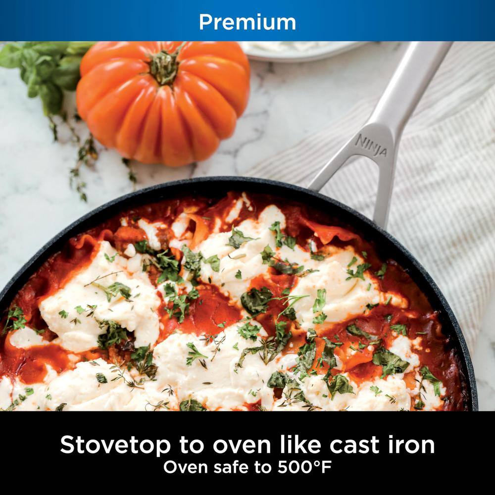 12 in. Hard-Anodized Heavy-gauge Aluminum Nonstick Durable Frying Pan in Slate Gray with Stainless Steel Handle - Hercitys