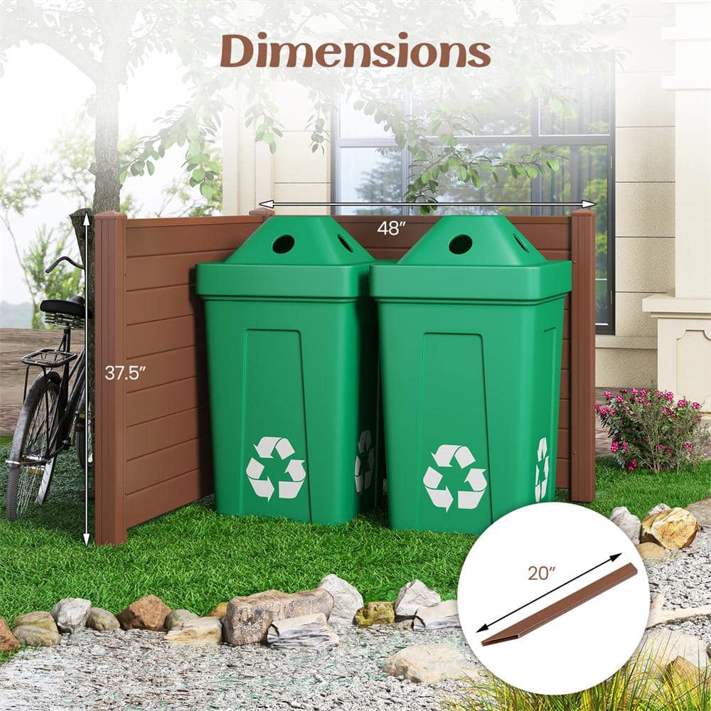 37.5 in. Plastic Air Conditioner Garden Fence, ith Stakes Pool Equipment Fence Screen Brown - Hercitys