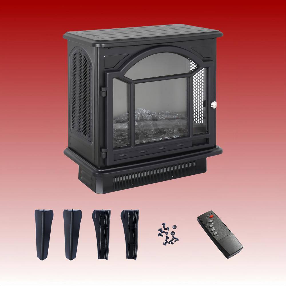 1500-Watt Antique Black 3D Electric Radiant Cabinet Infrared Space Heater with Remote Control and Auto Shut Off - Hercitys