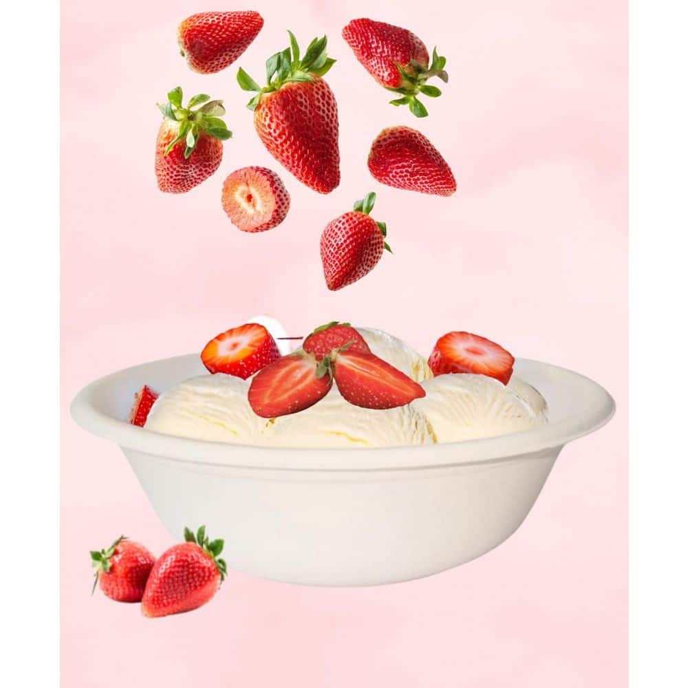 100% Compostable 32 oz. Unbleached Disposable Paper Bowls 50-Pack - Hercitys