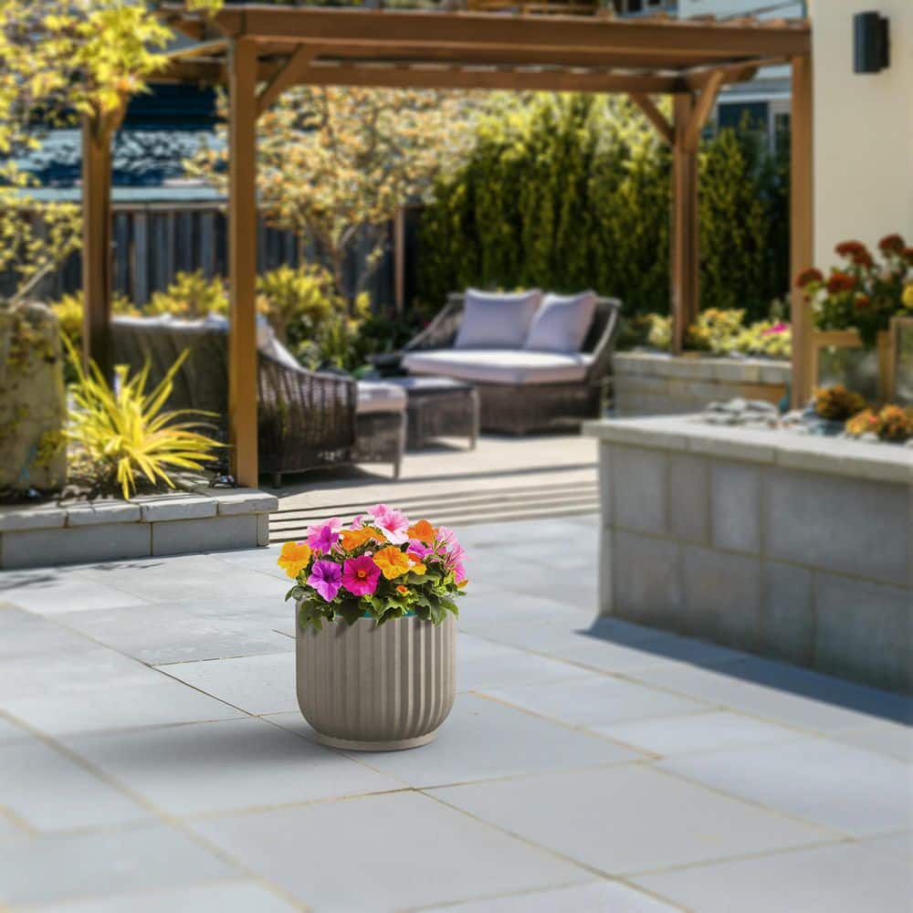 14.5 in. Large Light Gray(Premium Inner) Concrete Round Planter/Pot with Drainage Holes - Hercitys