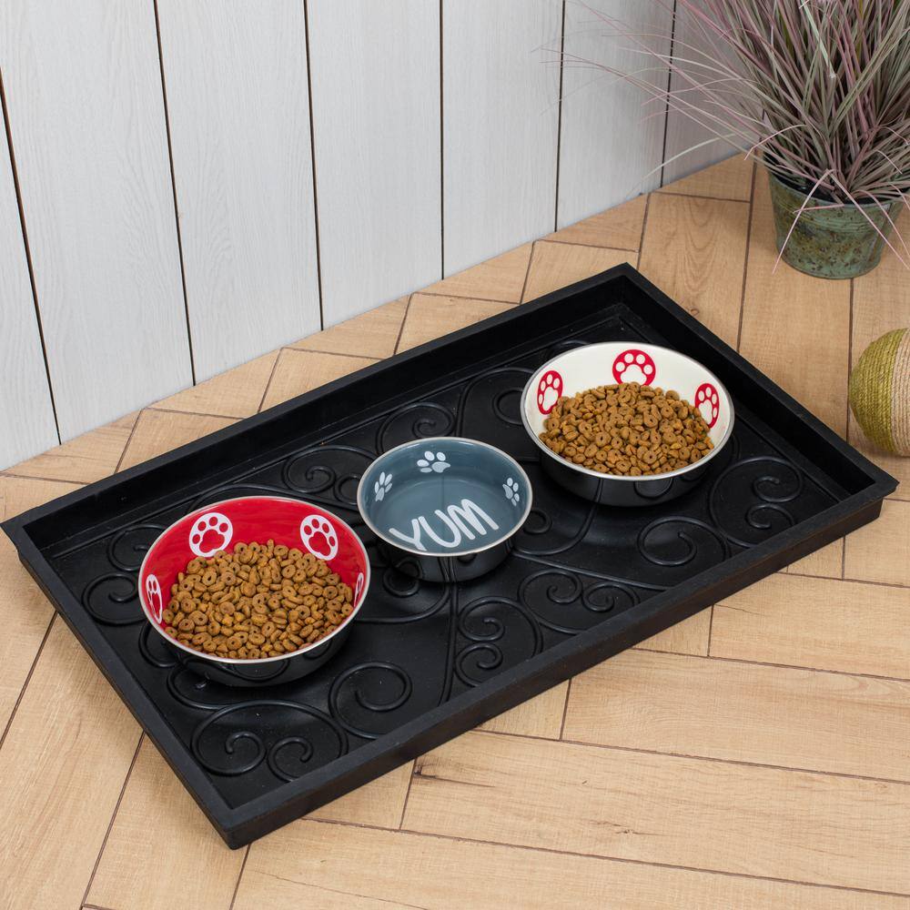 24.5 in. x 14 in. x 1.5 in. Natural and Recycled Rubber Boot Tray with Tan and Black Coir Insert - Hercitys