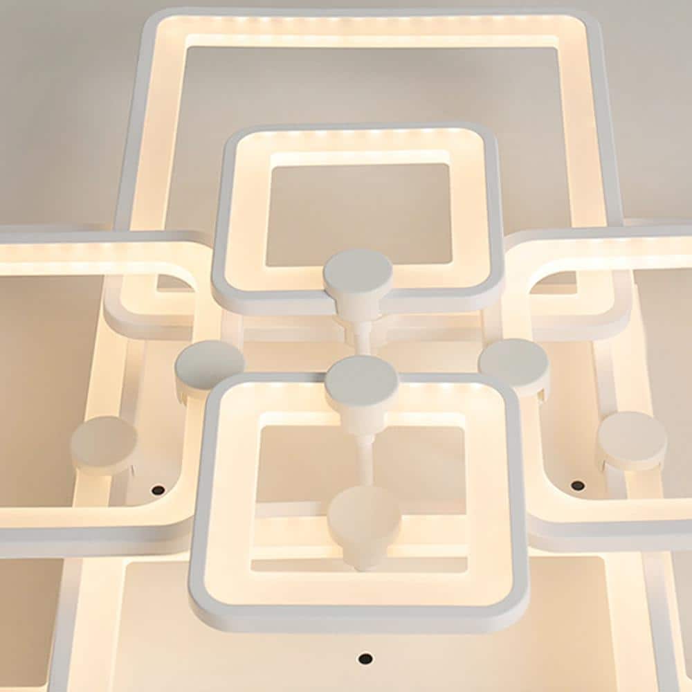 41.34 in. White Modern Flush Mount LED Ceiling Light with Remote and Acrylic Lampshade - Hercitys