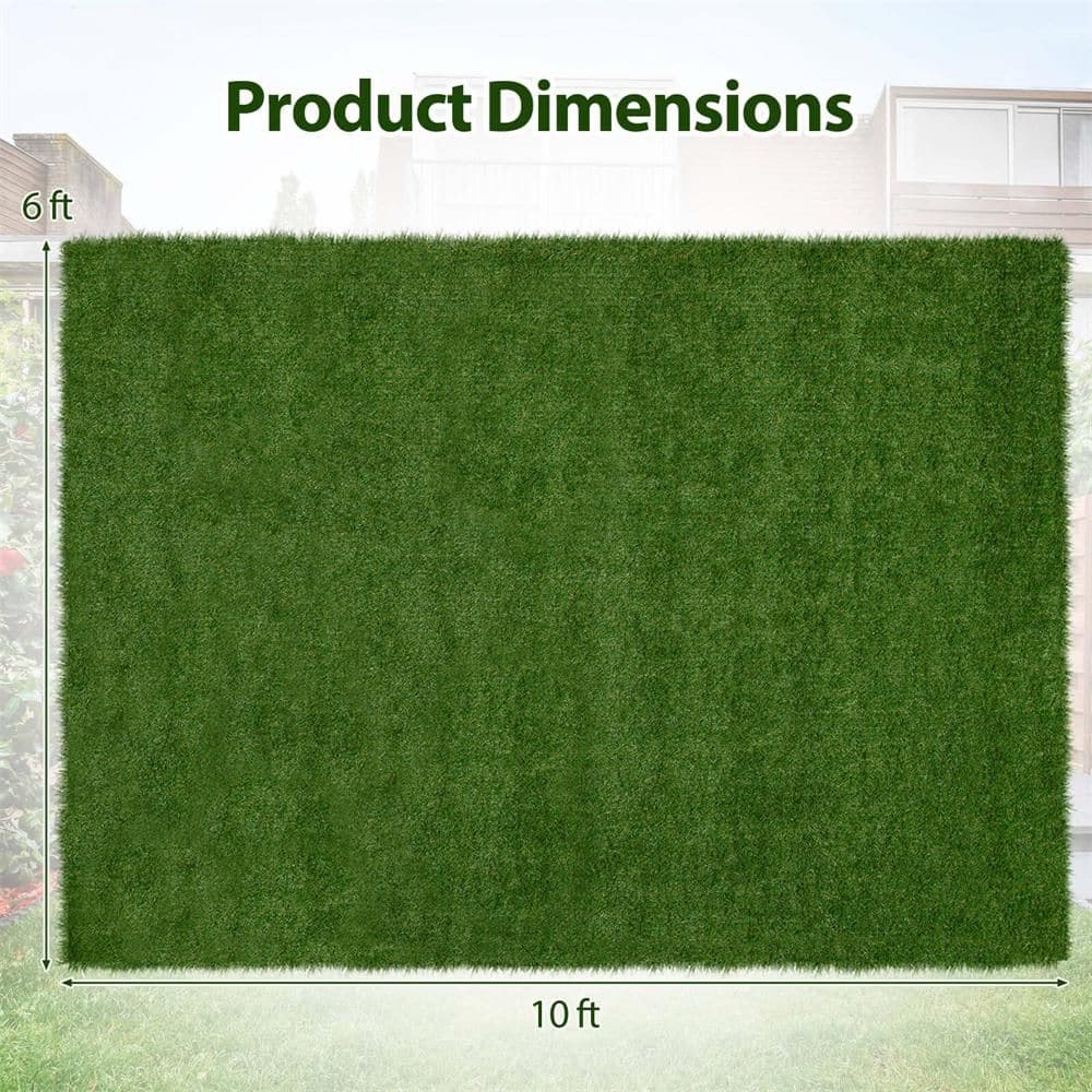 4 ft. x 6 ft. Green Artificial Grass Turf with Drainage Holes Nonslip Bottom 60 OZ Heavy - Hercitys