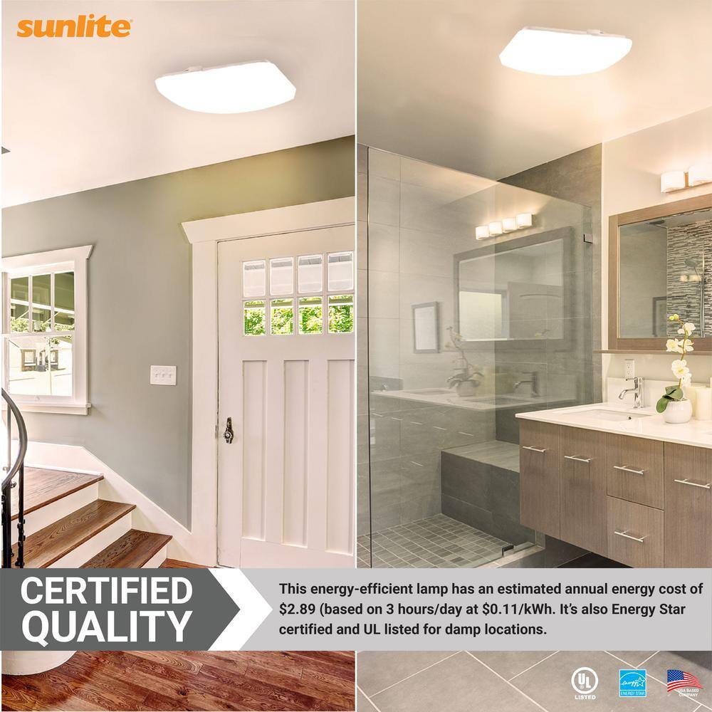 14 in. 1-Light White Dimmable Square Mushroom LED Flush Mount Light, Warm White 3000K - Hercitys