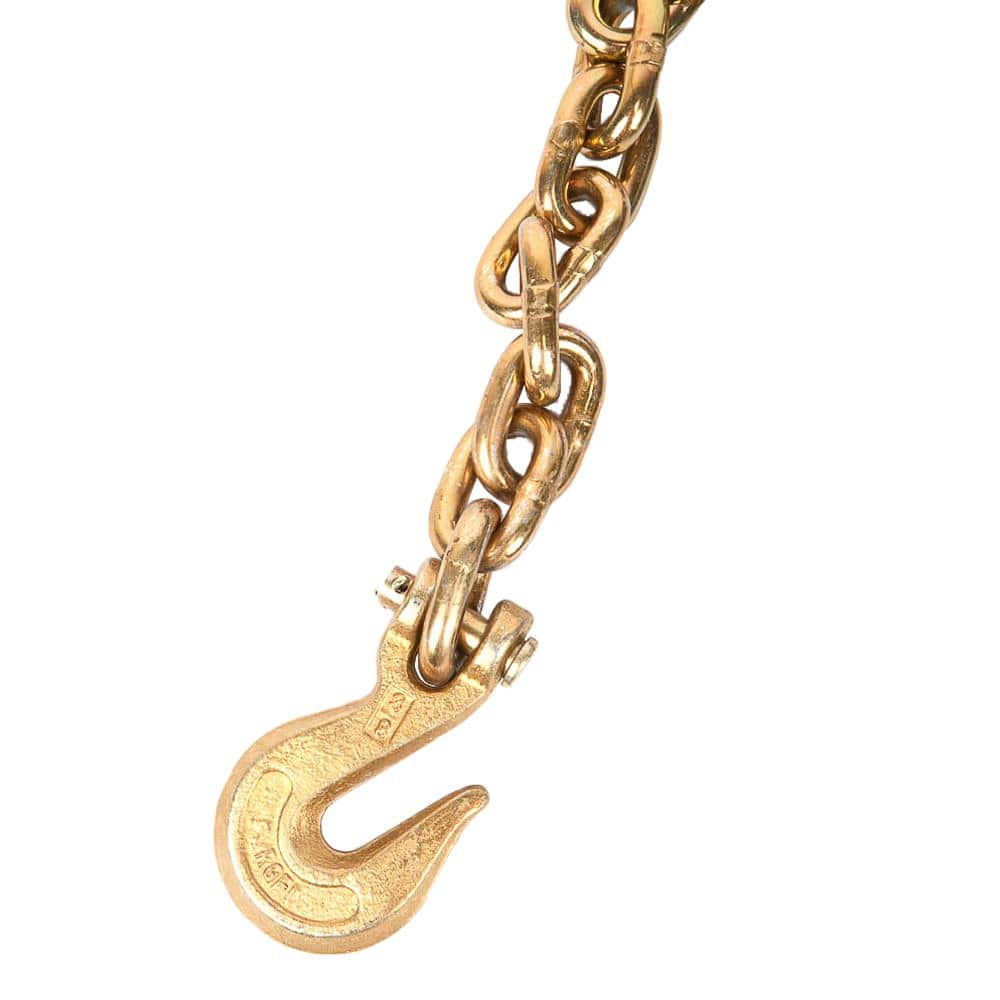 3/8 in x 14 ft., Grade 70-Yellow Zinc Plated Straight Steel Tow Chain with Grab Hooks - Hercitys