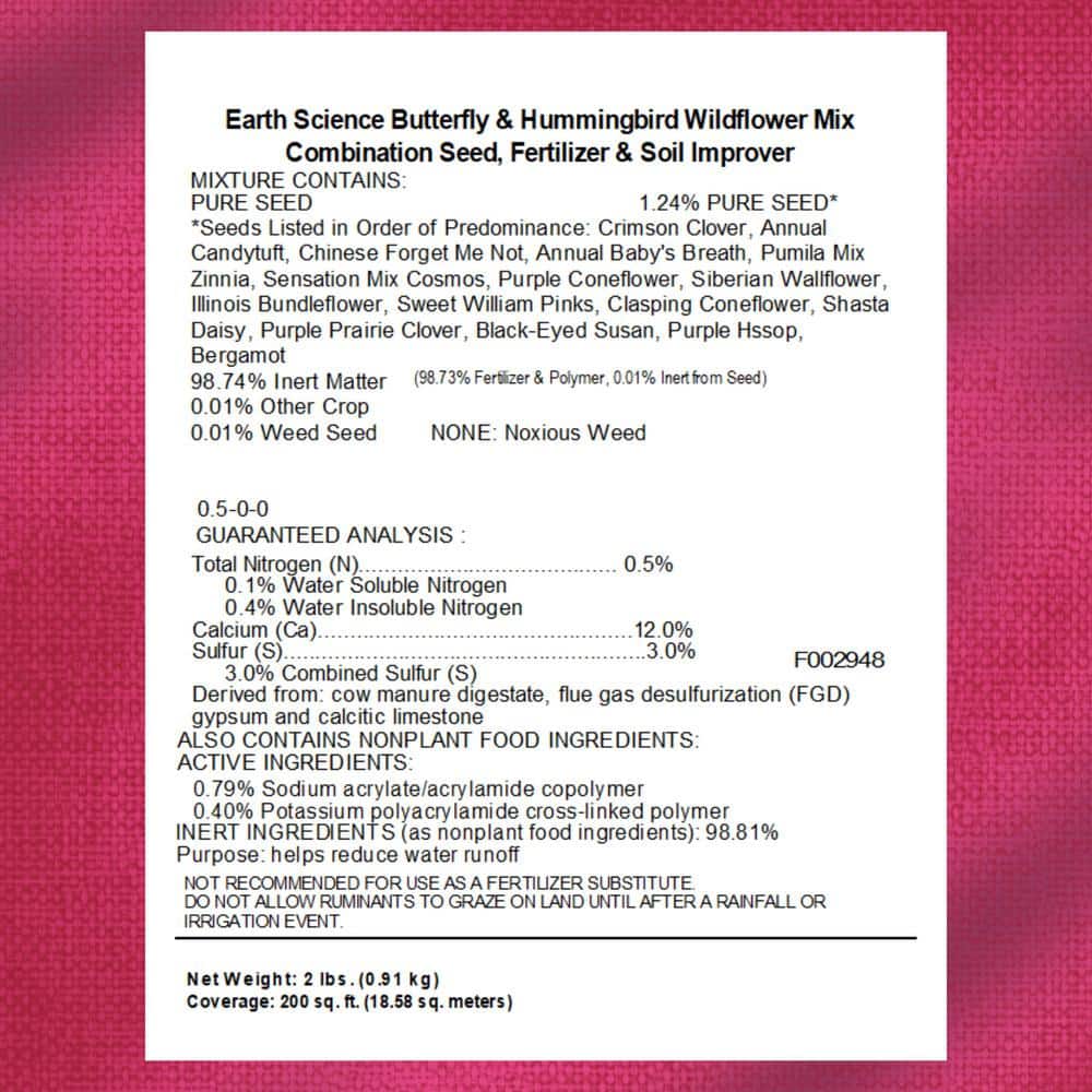 2 lbs. Butterfly and Hummingbird All-In-One Wild Flower Mix with Seed, Plant Food and Soil Conditioners - Hercitys