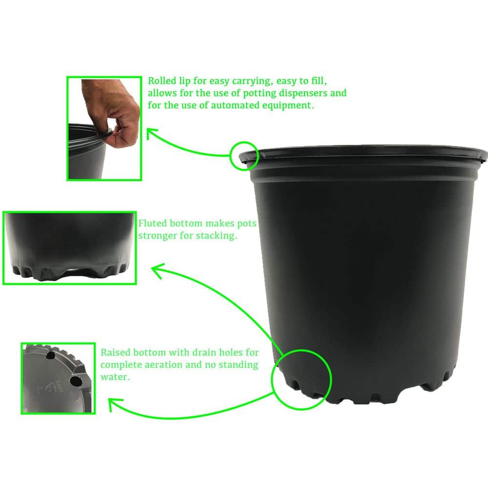 1 Gal. Black Plastic Nursery Pots (24-Pack) - Hercitys