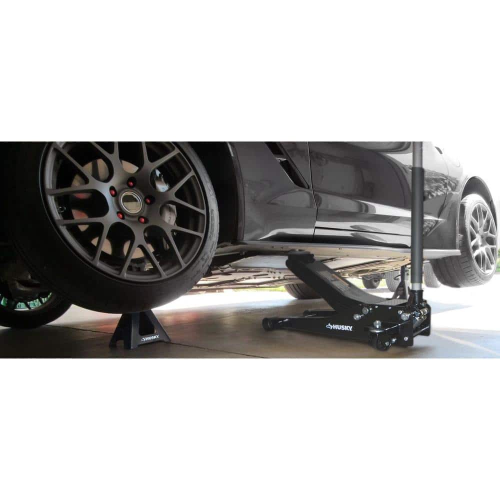 3-Ton Low Profile Floor Jack with Quick Lift with 12 in. 4 Pocket Zippered Tool Bag - Hercitys