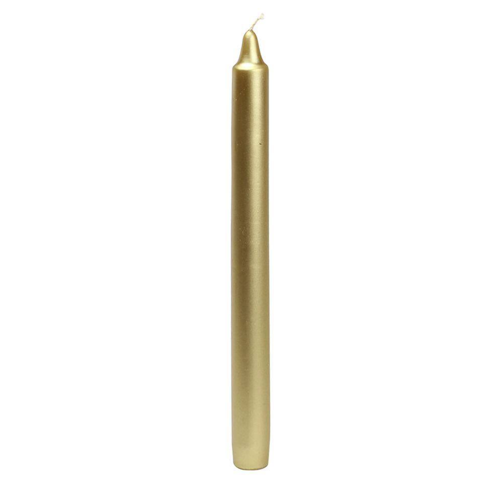 10 in. Metallic Gold Straight Taper Candles (12-Set) - Hercitys