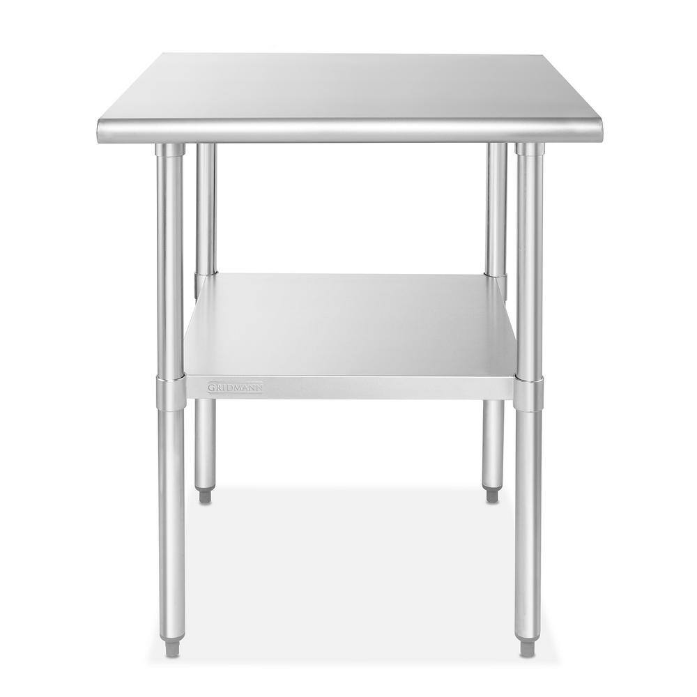 24 x 24 in. Stainless Steel Kitchen Utility Table with Bottom Shelf - Hercitys