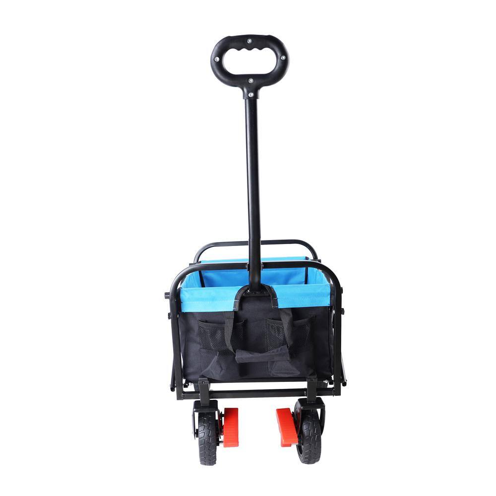 4 cu. ft. Metal Garden Cart, Black and Blue - Hercitys