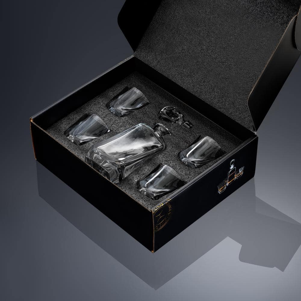 22 oz. Atlas Crystal Whiskey Decanter with 10 oz. Whiskey Glasses - Hercitys