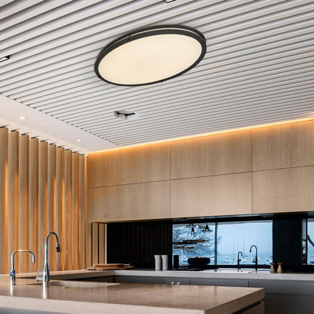 32.25 in. 1-Light Black LED Flush Mount - Hercitys