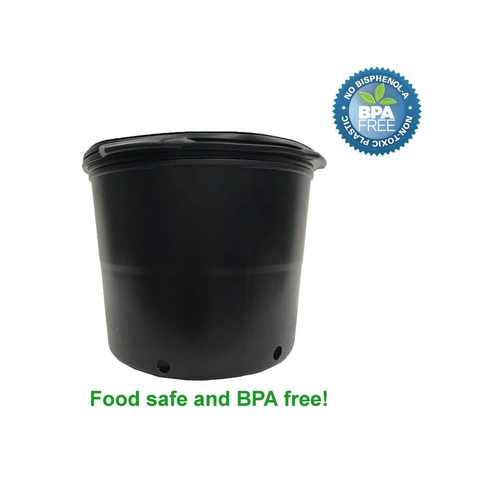 14 in. Dia Black Black Plastic 7 Gal. Nursery Pots (10-Pack) - Hercitys
