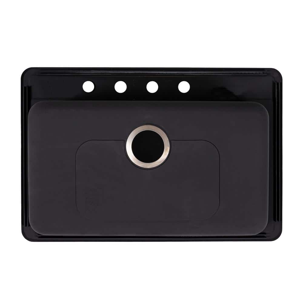 33 in. Overmount Single Bowl 18 Gauge Satin Stainless Steel Kitchen Sink - Hercitys