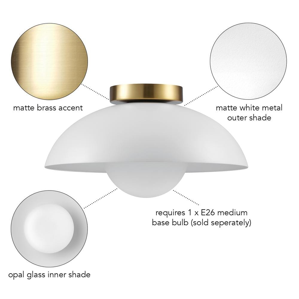 5.9 In. 1-Light Matte White Flush Mount Ceiling Light with White Opal Glass Shade - Hercitys