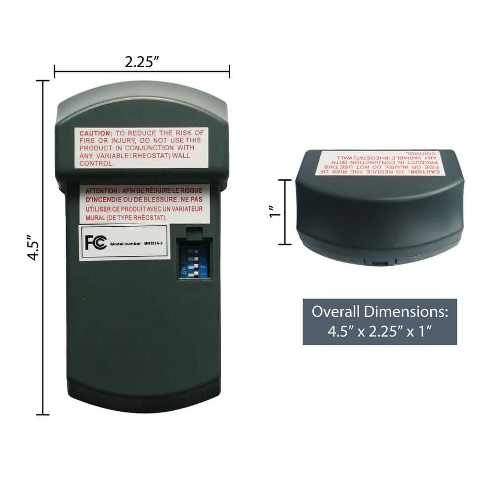 3-Speed Ceiling Fan Handheld Remote Control and Receiver Kit, White - Hercitys