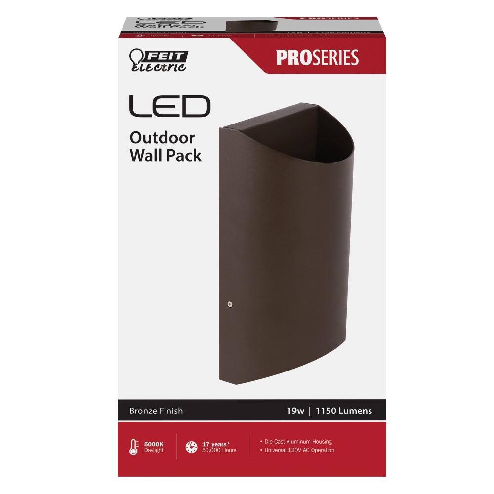 19-Watt Integrated LED Bronze Up and Down Light Security Cylinder Outdoor Wall Pack Light 5000K 4-Pack - Hercitys