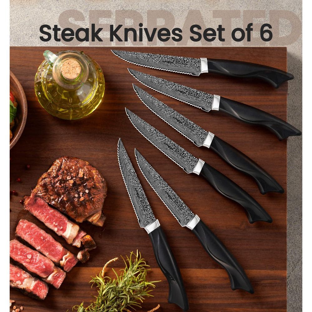 15-Piece German High Carbon Stainless Steel Knife Block Set in Silver with Build-in Knife Shapener, Dishwasher Safe - Hercitys